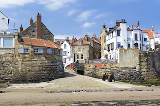 Waterfront at Robin Hood's Bay, with fishermens' cottages lining the steep cobbled street