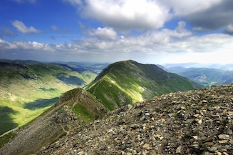 The ridge of St Sunday Crag on a bright sunny day